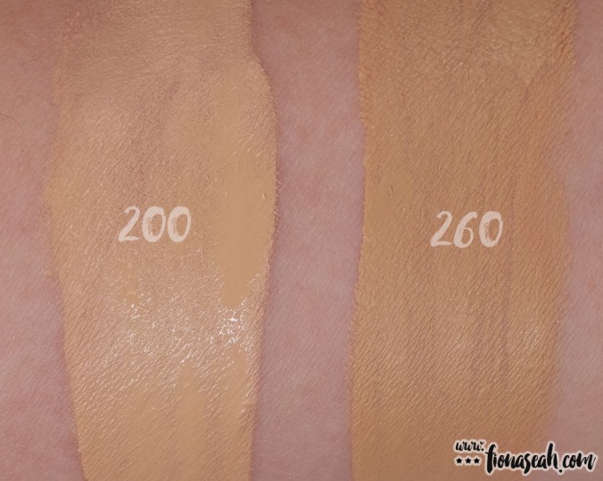 Comparing swatches of 200 and 260